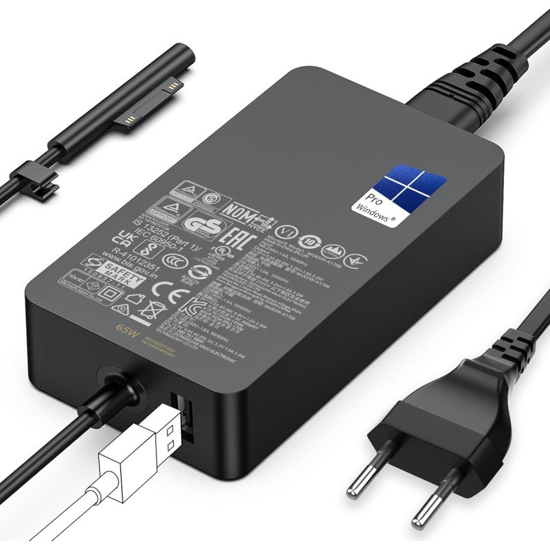 Chargeur Surface Pro 65W | Compatible et Garanti 2 Ans | Ecorefurb